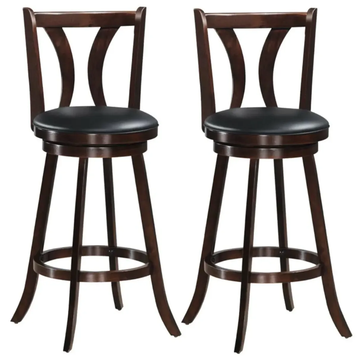 Hivvago 24/29.5 Inch Set of 2 Swivel Bar Stools Bar Height Chairs with Rubber Wood Legs