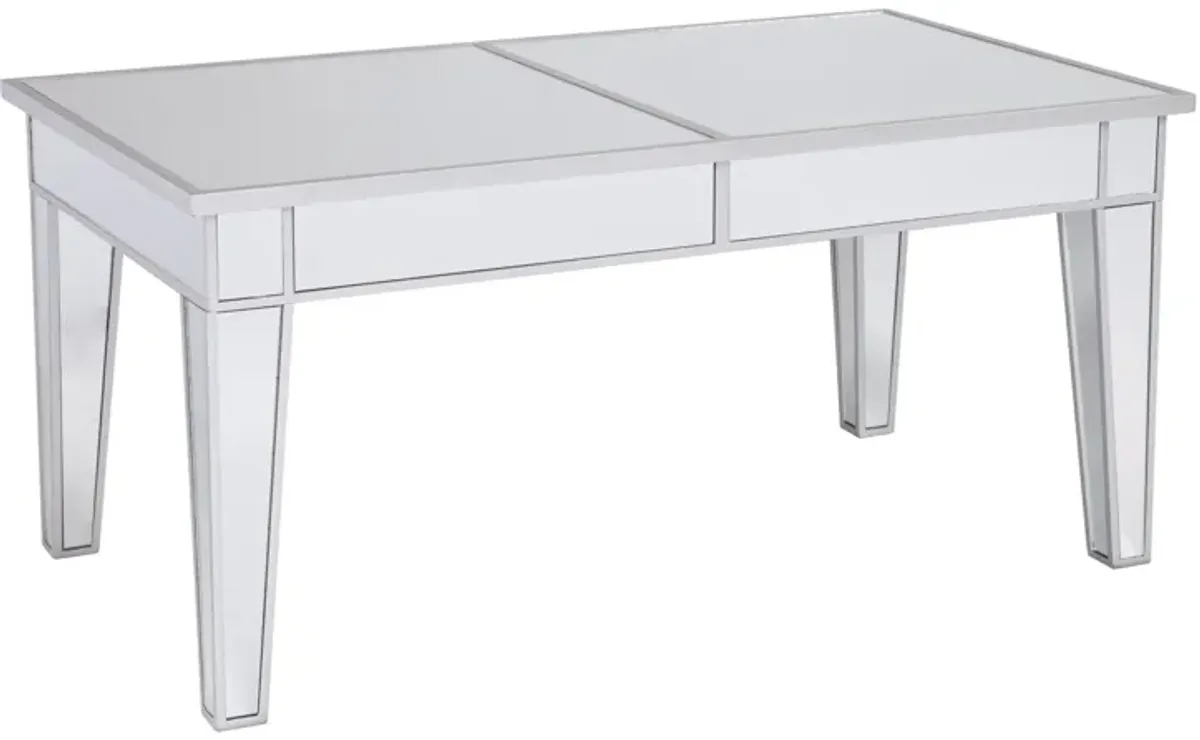 Hivvago 42" Silver Mirrored And Metal Rectangular Mirrored Coffee Table