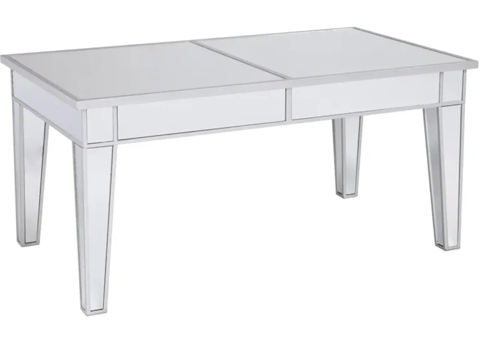 Homezia 42" Silver Mirrored And Metal Rectangular Mirrored Coffee Table