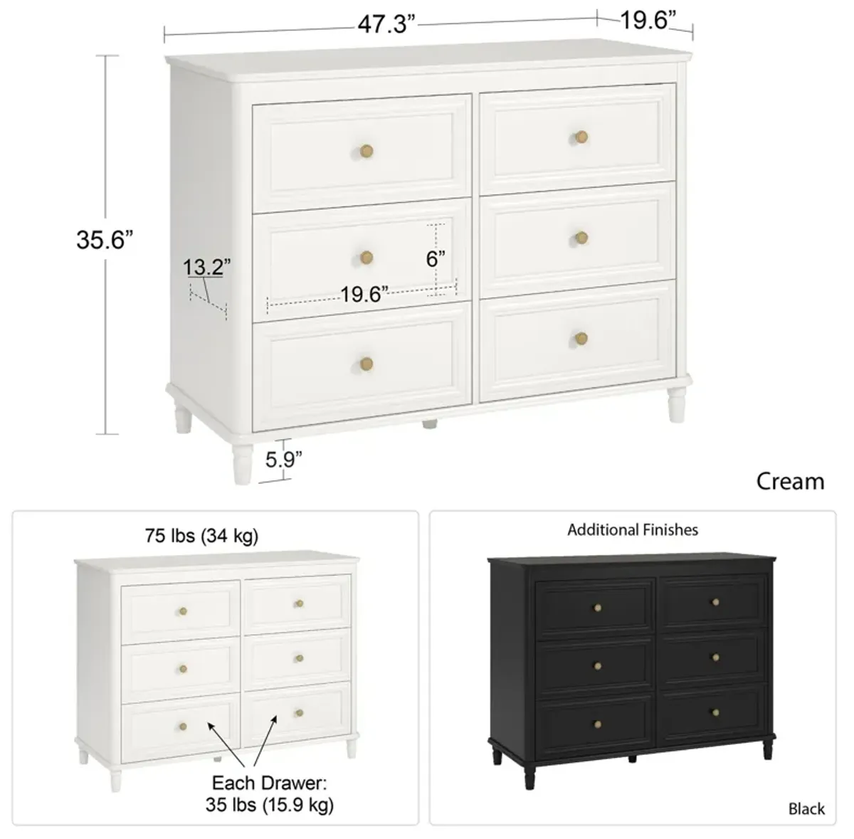 Little Seeds Piper Kids' 6-Drawer Dresser