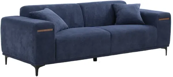 3 Seater Sofa with 2 Stretchable Walnut Pad Modern Fabric Upholstered Sofa for livingroom lobby office Blue