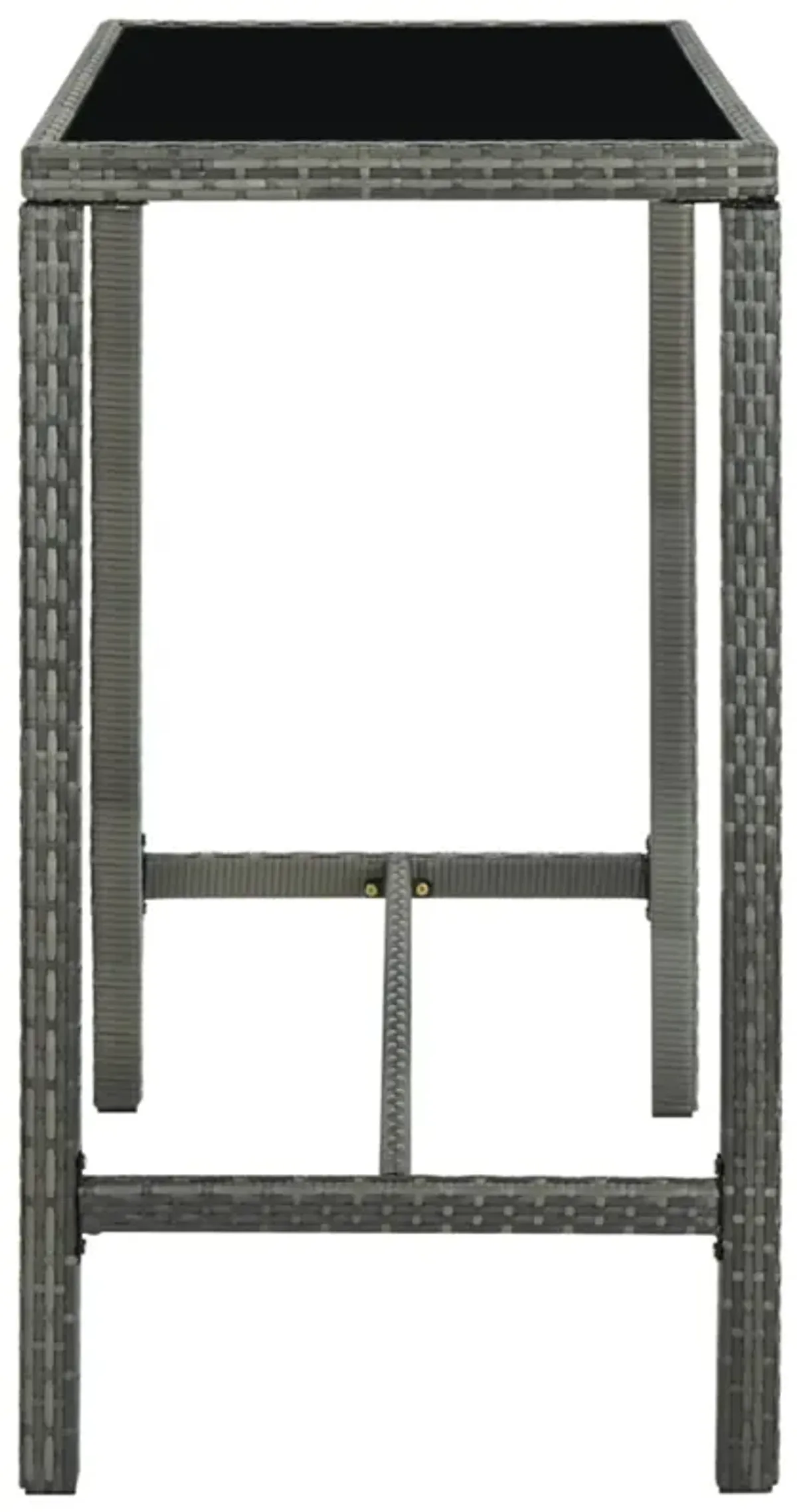 vidaXL Garden Bar Table Gray 51.2"x23.6"x43.3" Poly Rattan and Glass