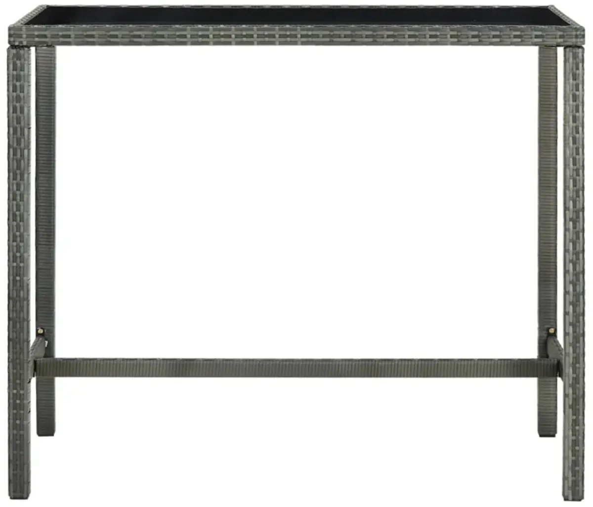 vidaXL Garden Bar Table Gray 51.2"x23.6"x43.3" Poly Rattan and Glass