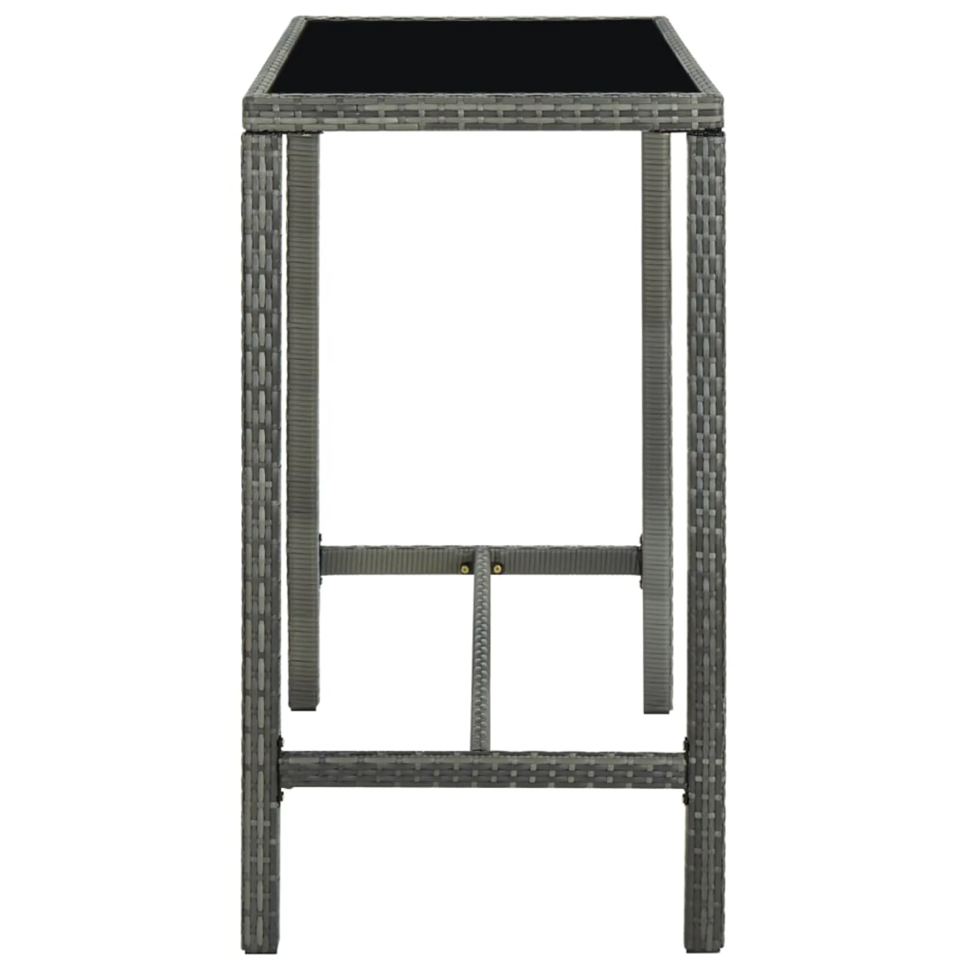 vidaXL Garden Bar Table Gray 51.2"x23.6"x43.3" Poly Rattan and Glass