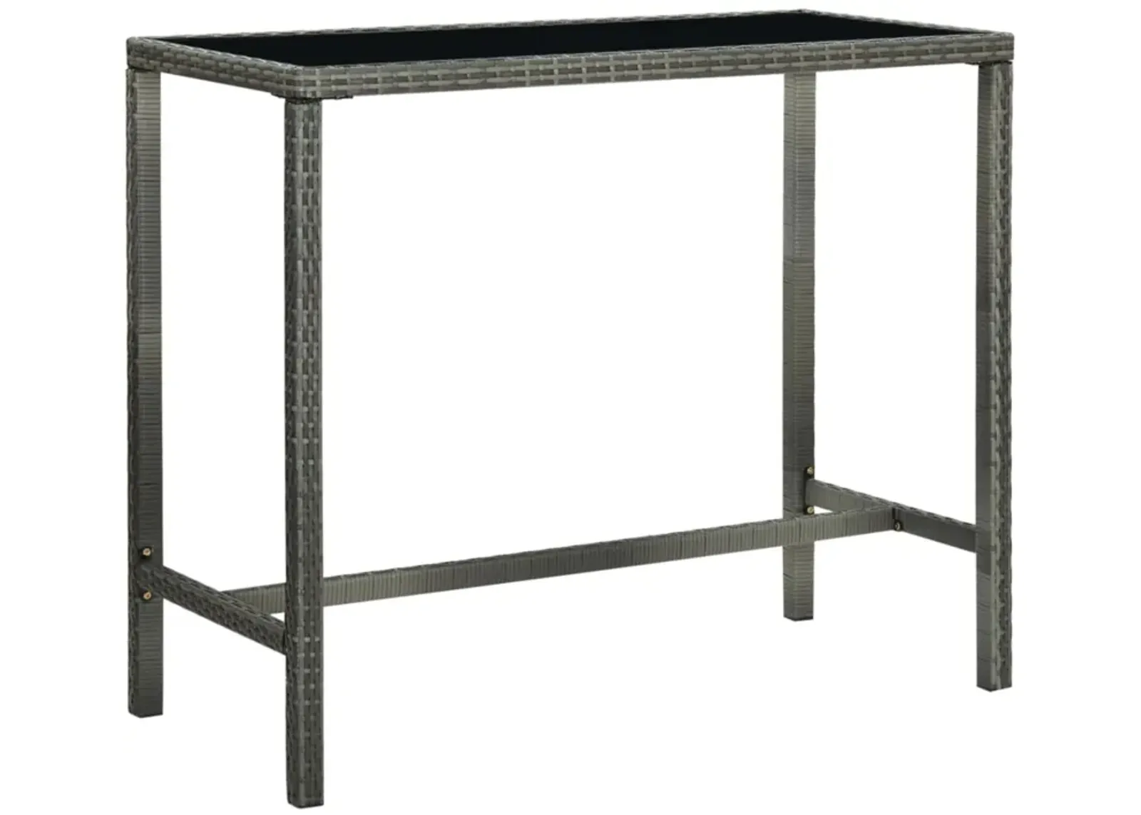 vidaXL Garden Bar Table Gray 51.2"x23.6"x43.3" Poly Rattan and Glass