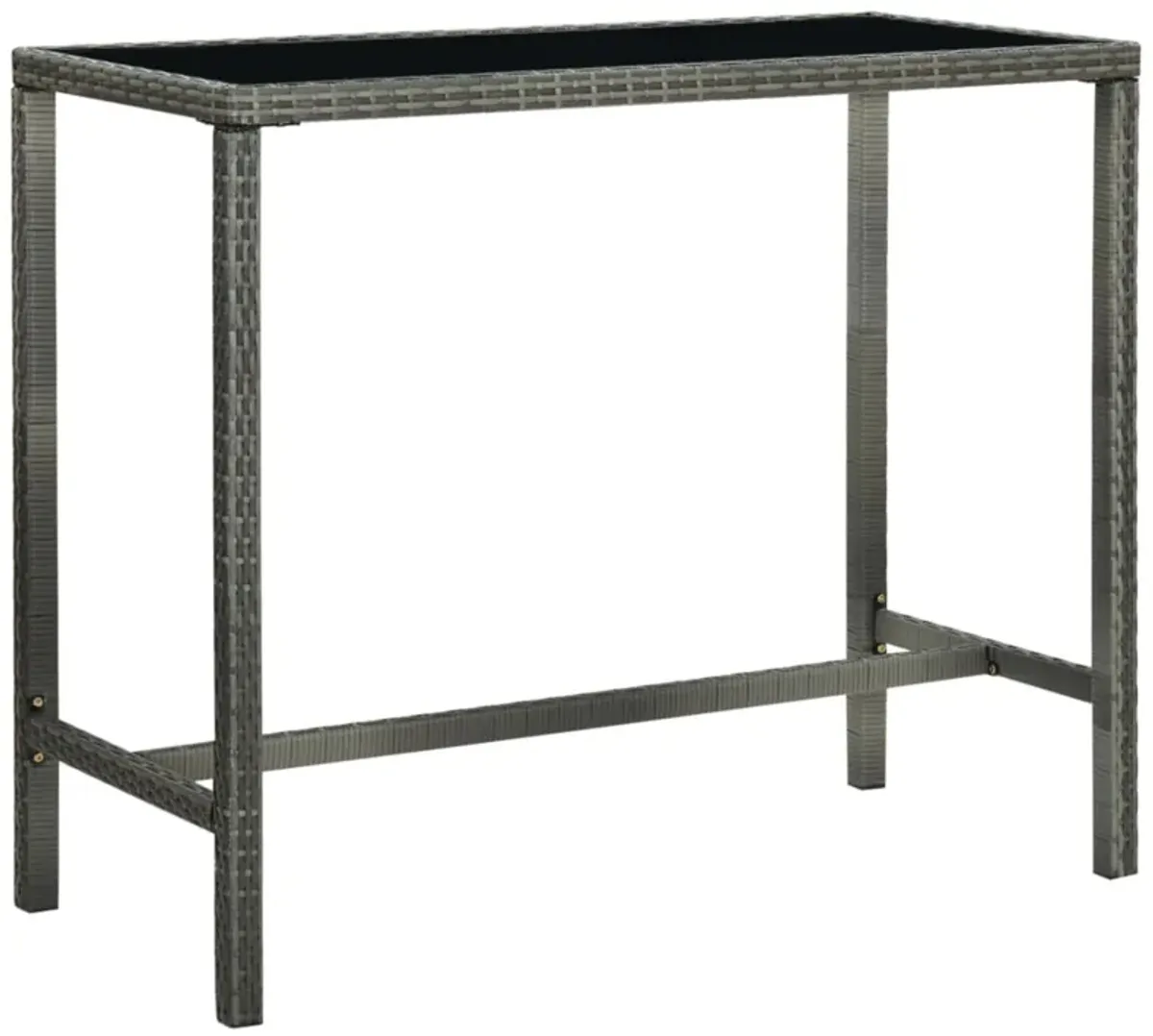 vidaXL Garden Bar Table Gray 51.2"x23.6"x43.3" Poly Rattan and Glass