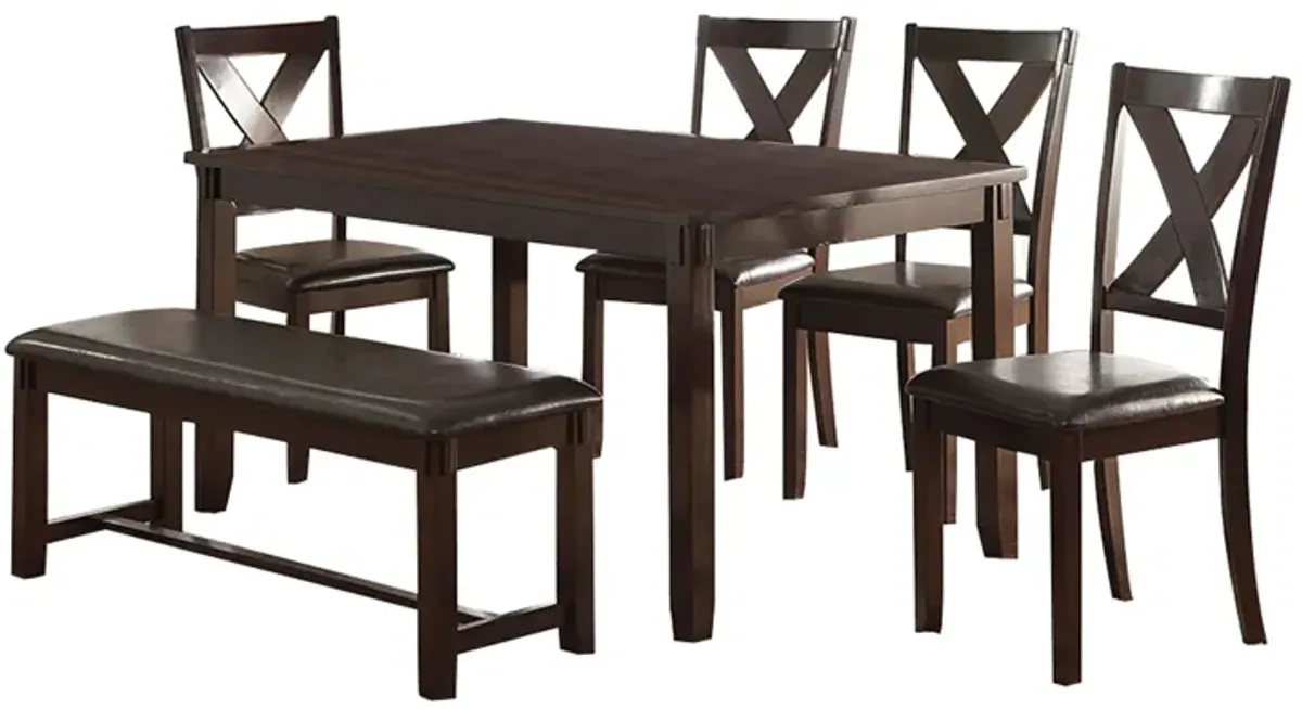 Rubber Wood 6 Pieces Dining Set In Espresso Brown-Benzara