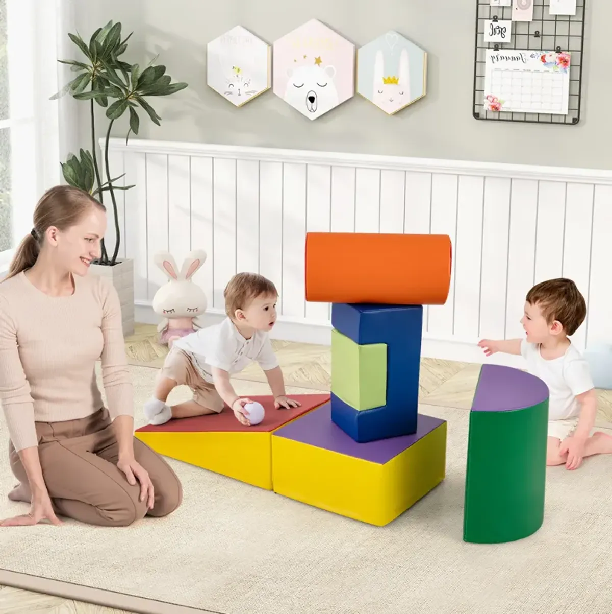 6-Piece Modular Foam Climbing Play Blocks for Toddlers – Indoor Activity Set