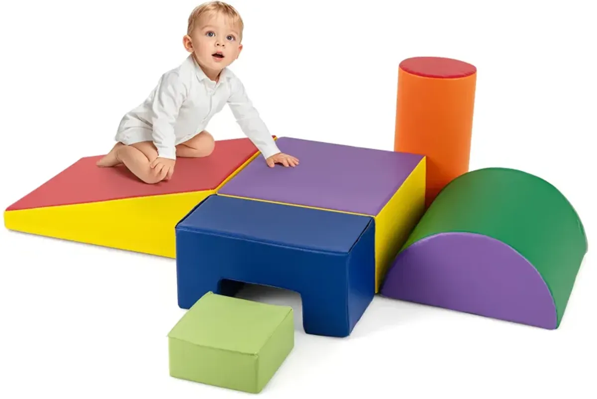 6-Piece Modular Foam Climbing Play Blocks for Toddlers – Indoor Activity Set