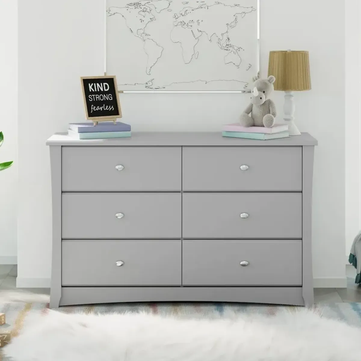 Storkcraft Crescent 6 Drawer Double Dresser (Pebble Gray)