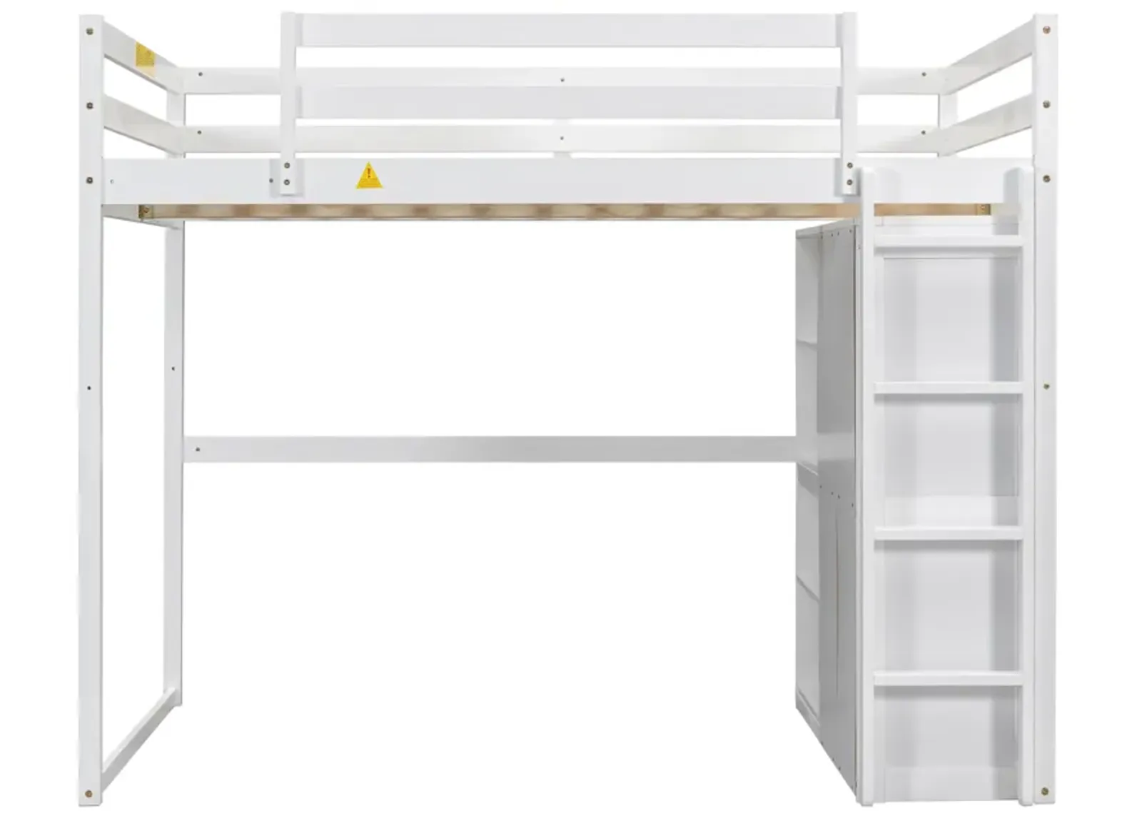 Merax Loft Bed with Wardrobe and Storage Shelves