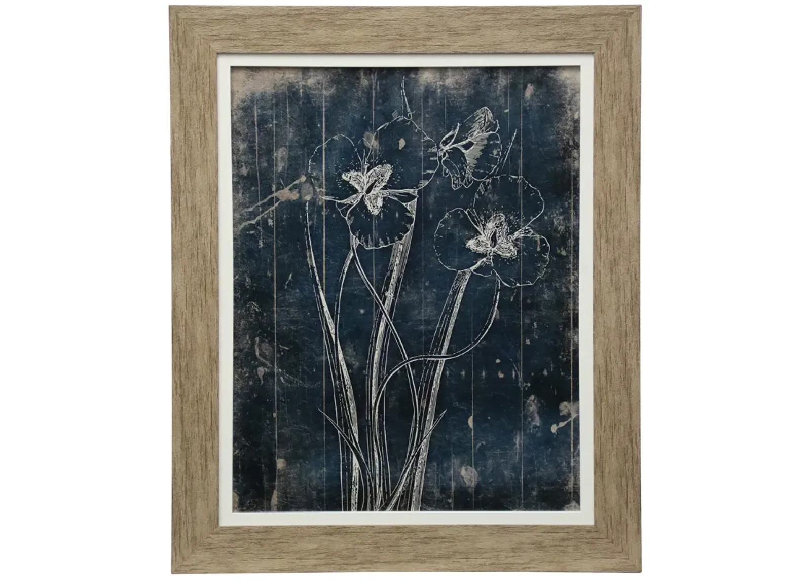 Blue Floral Textured Framed Print II