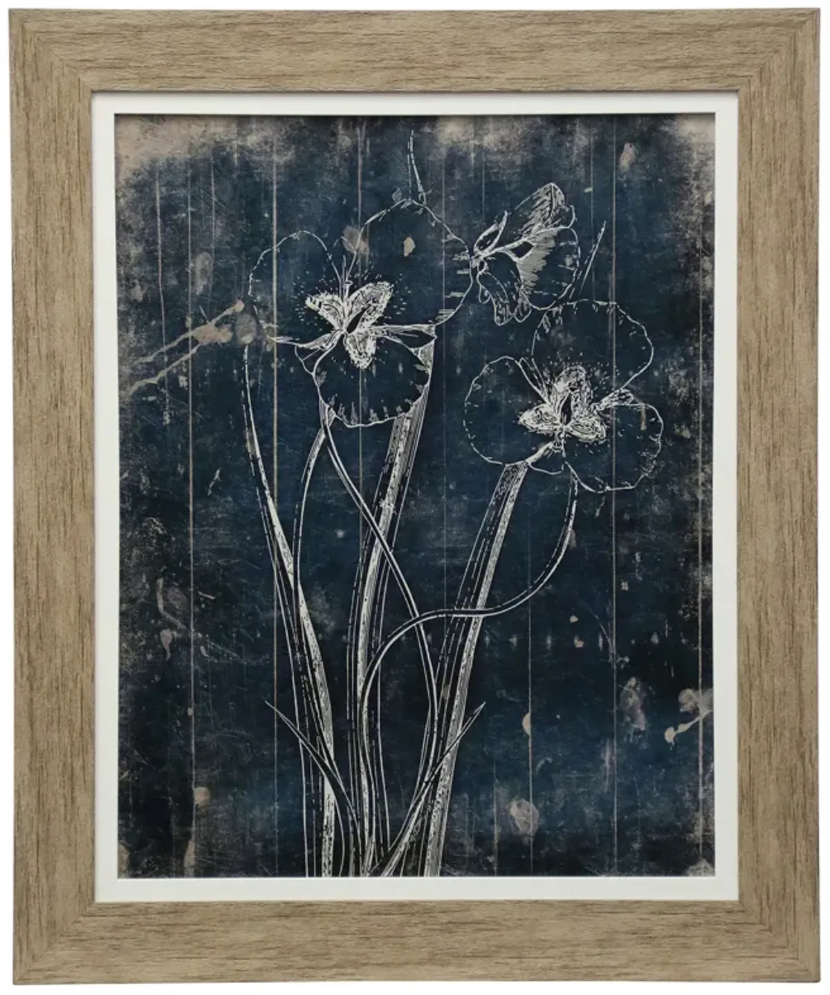 Blue Floral Textured Framed Print II