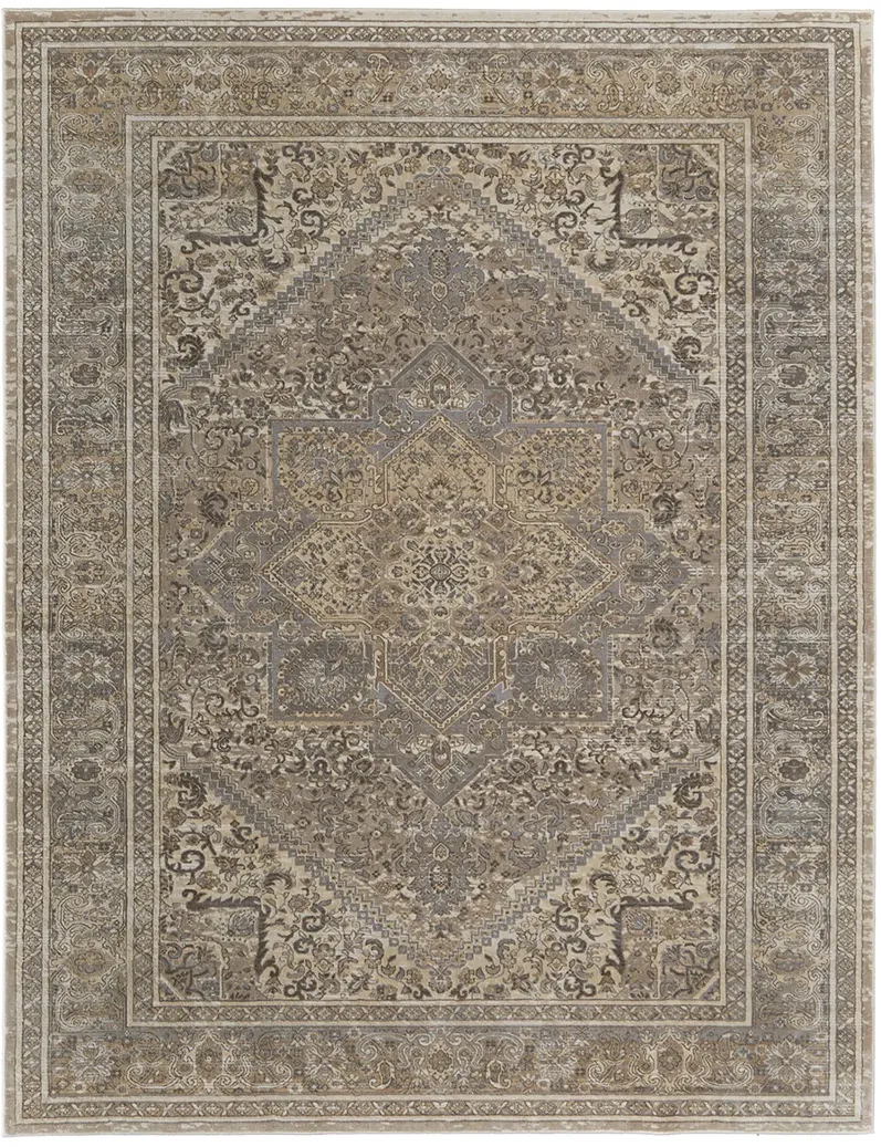 Celene 39KXF Tan/Brown/Ivory 7'9" x 7'9" Round Rug