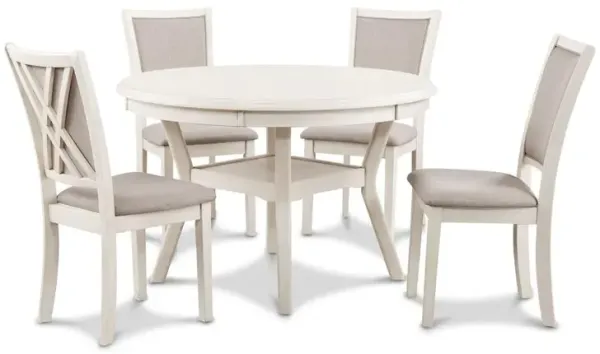 New Classic Furniture Furniture Amy 5-Piece Round Solid Wood Dining Set in Bisque