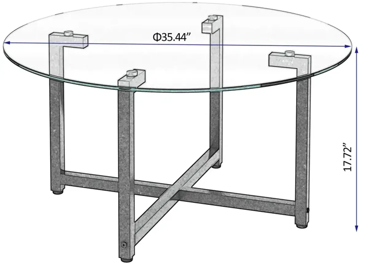 Round Transparent Glass+ Leg Coffee Table, Clear Coffee Table, Modern Side Center Tables