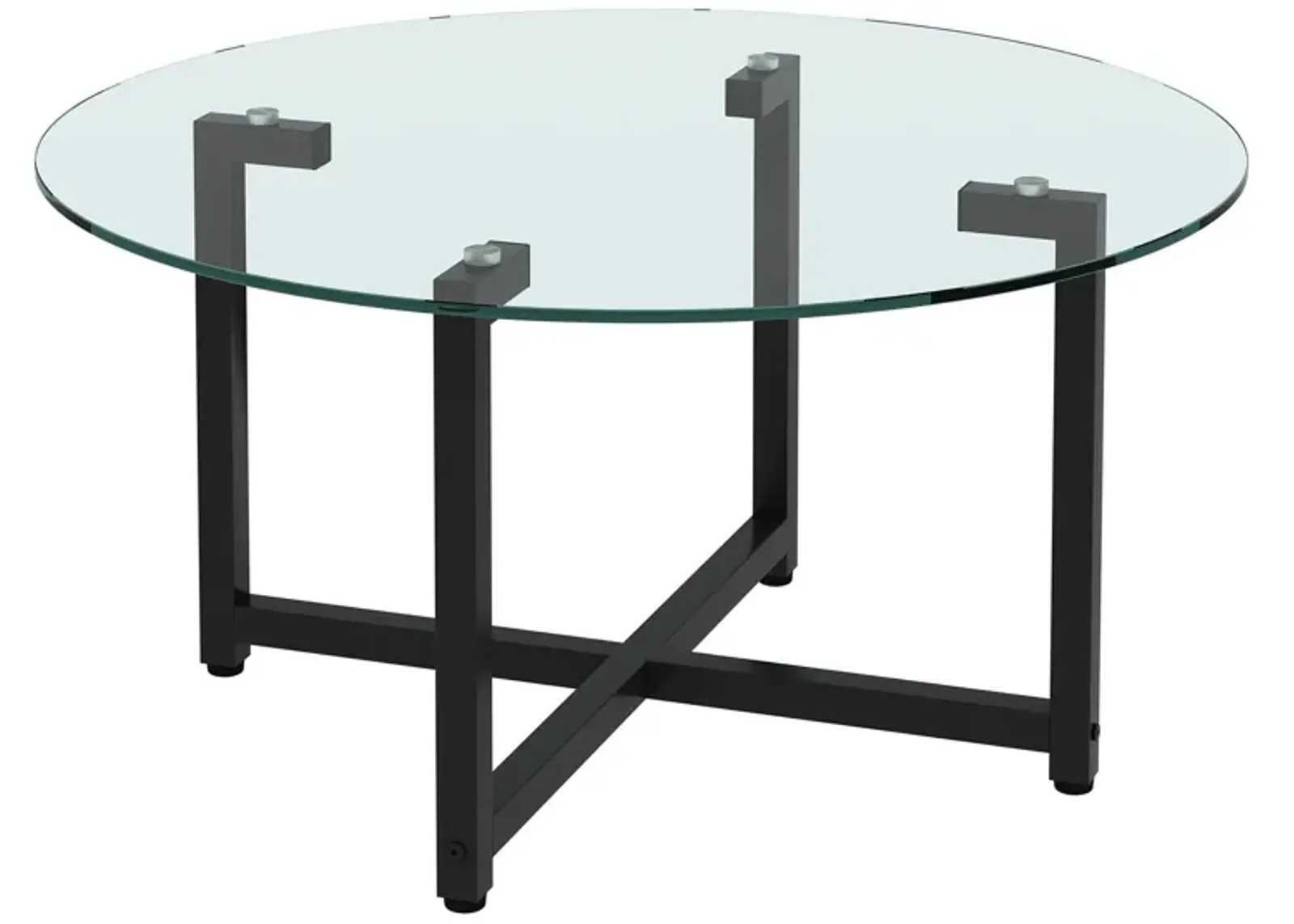 Round Transparent Glass+ Leg Coffee Table, Clear Coffee Table, Modern Side Center Tables