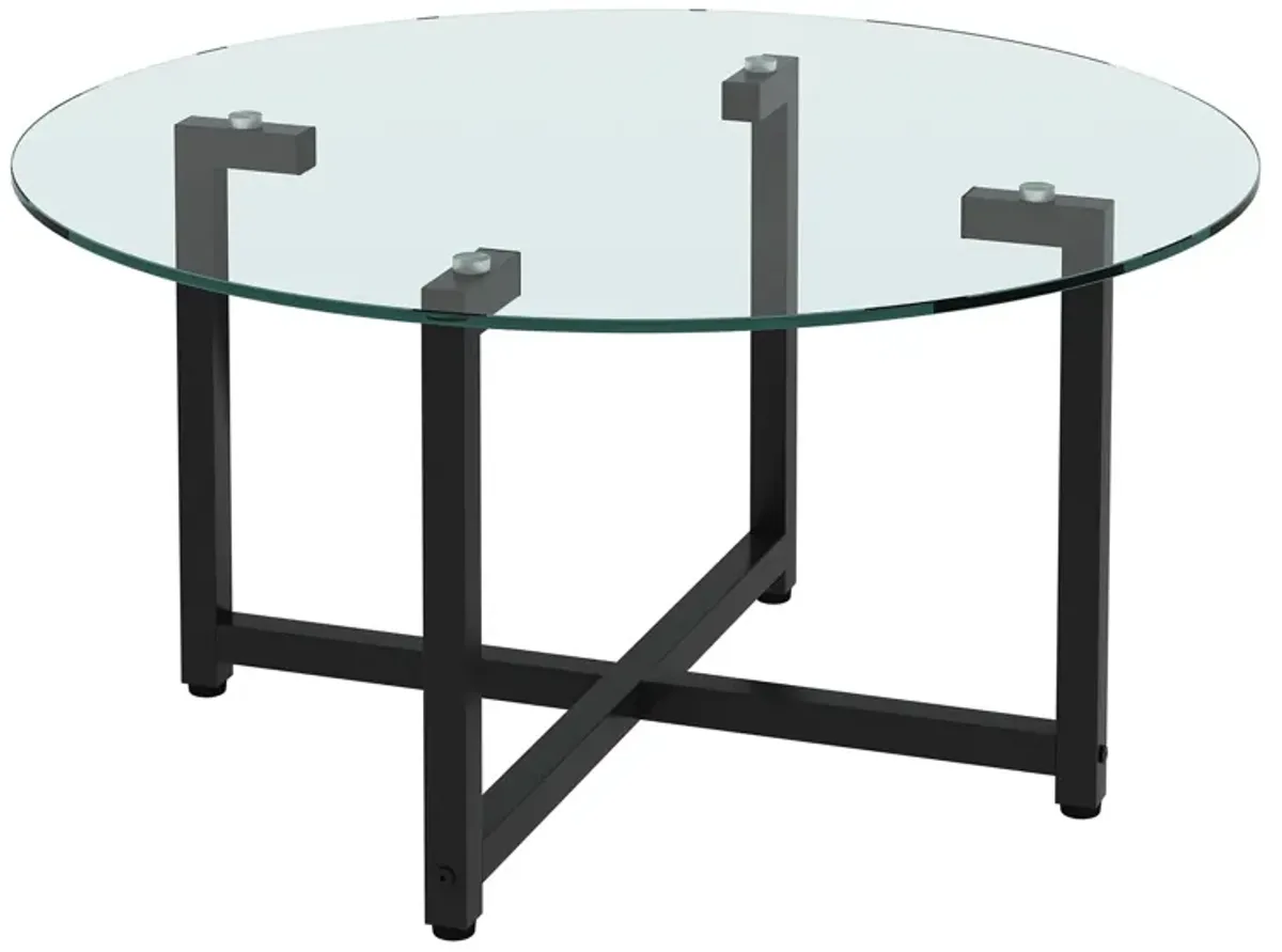 Round Transparent Glass+ Leg Coffee Table, Clear Coffee Table, Modern Side Center Tables