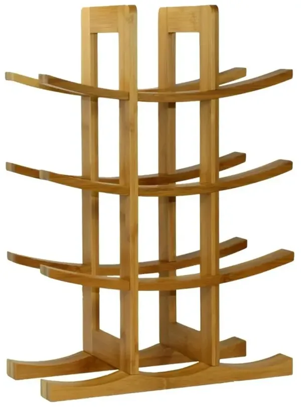 12-Bottle Wine Rack Modern Asian Style in Natural Bamboo