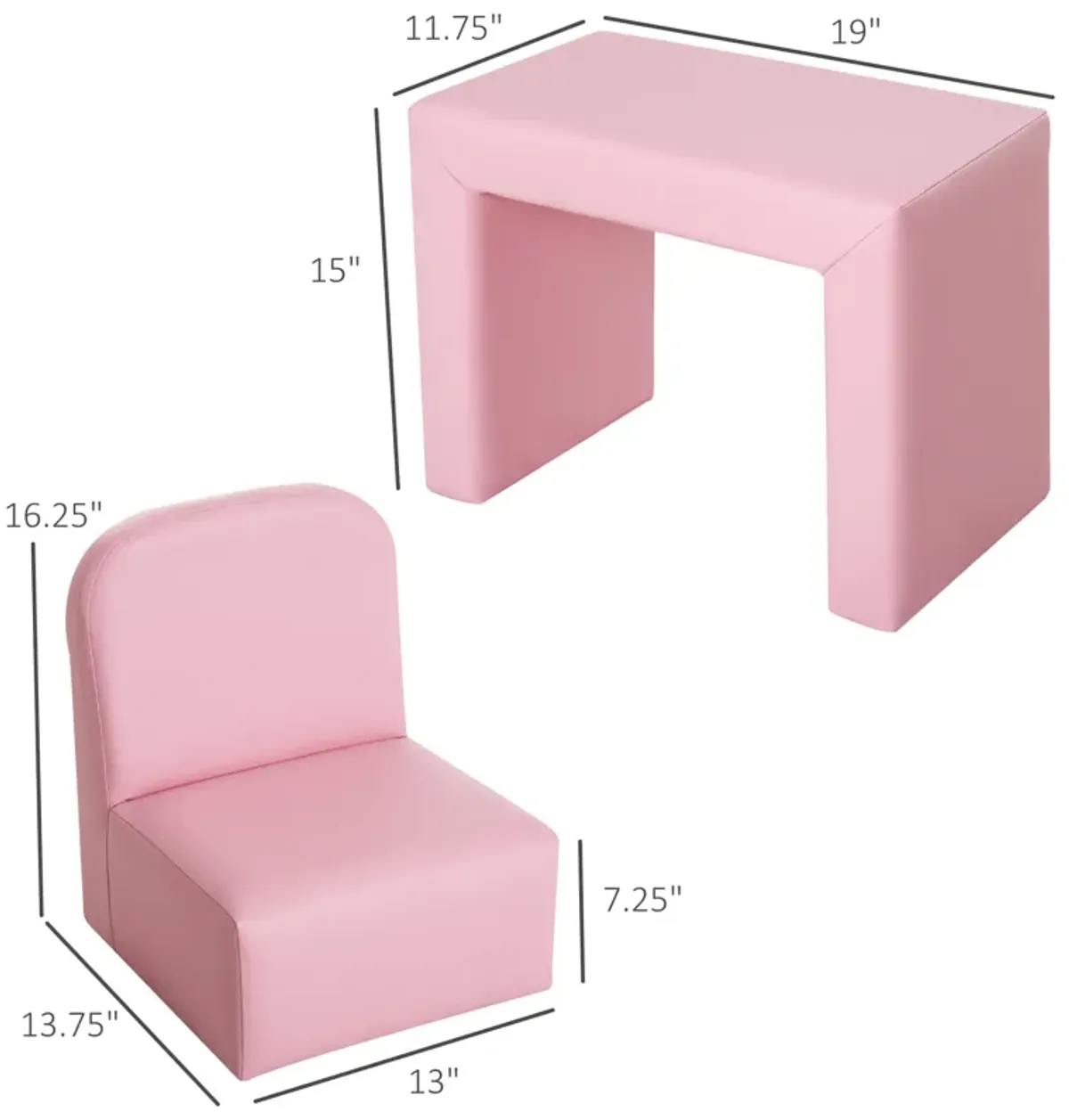 2-in-1 Kids Table & Sofa Chair Set Toddler Seat Armchair Desk Children Lounge - Pink