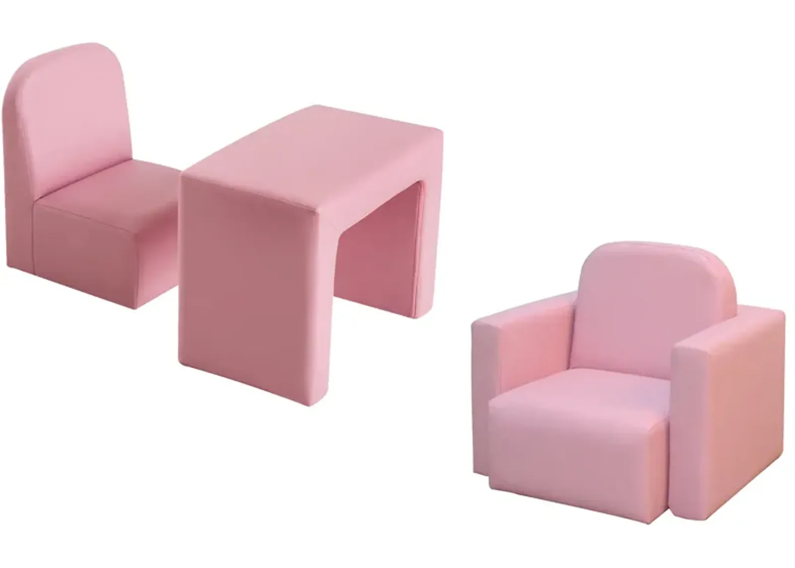 2-in-1 Kids Table & Sofa Chair Set Toddler Seat Armchair Desk Children Lounge - Pink