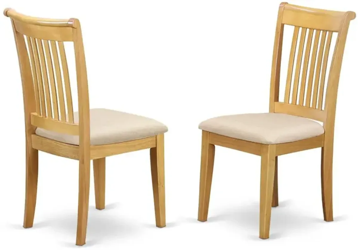 5 Piece Dining Set, Weathered Gray Dining Table & 5 Side Chairs in Beige Linen