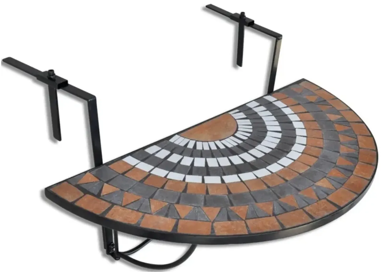 vidaXL Hanging Balcony Table Terracotta and White Mosaic