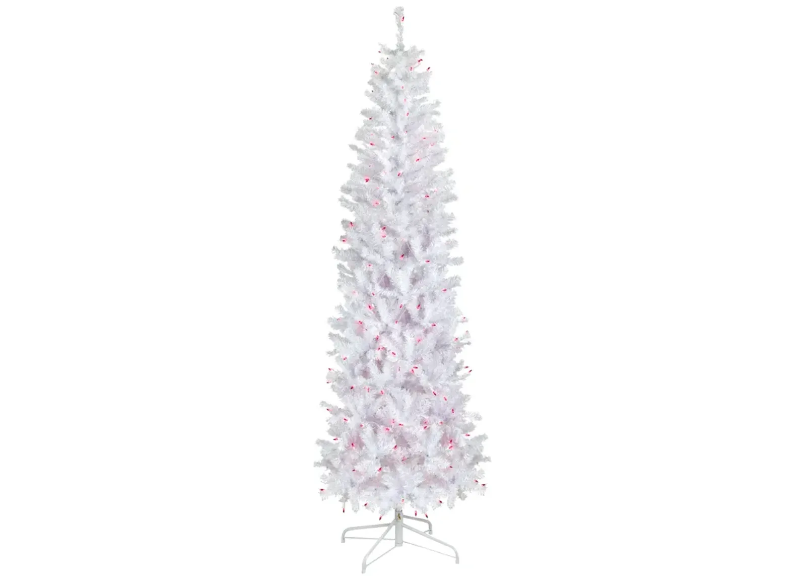 6.5' Pre-Lit Woodbury White Pine Pencil Artificial Christmas Tree  Pink Lights