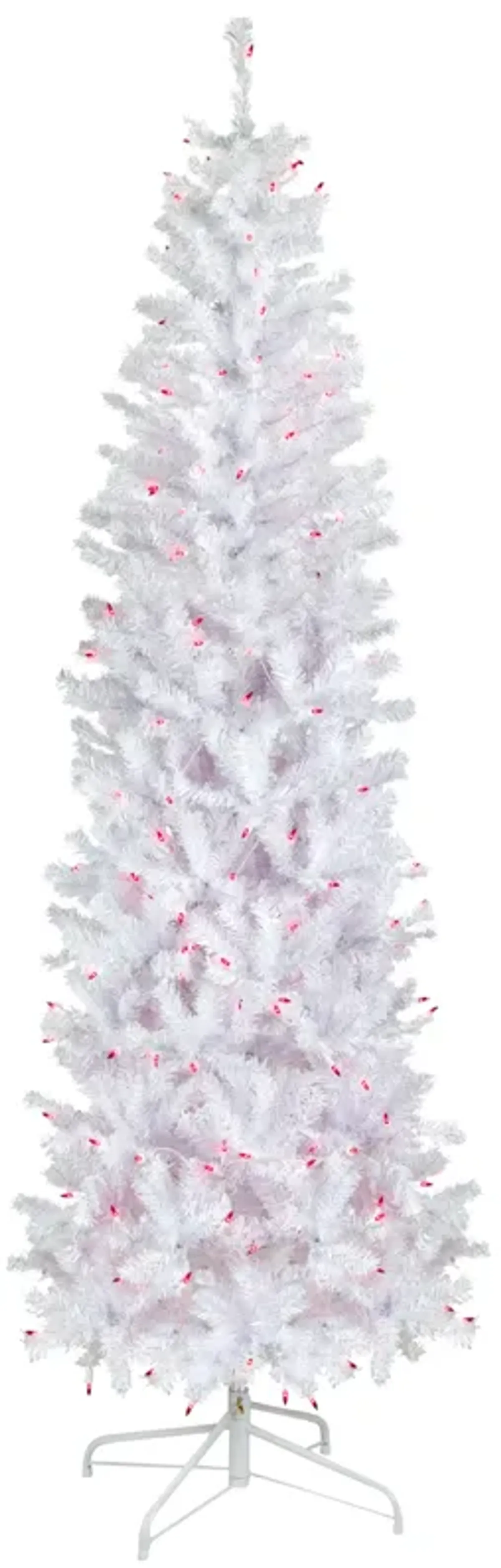 6.5' Pre-Lit Woodbury White Pine Pencil Artificial Christmas Tree  Pink Lights