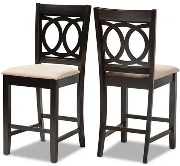 Espresso Brown Finished Wood 2-Piece Counter Height Pub Chair Set