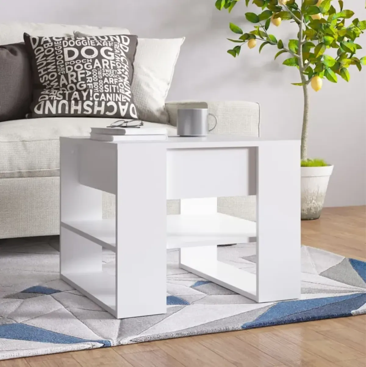 vidaXL Coffee Table White 21.9"x21.7"x17.7" Engineered Wood