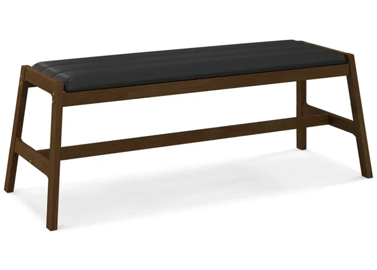 50 Inch Long Solid Wood Dining Bench Upholstered Table Bench with Faux Leather Padded Seat-Walnut