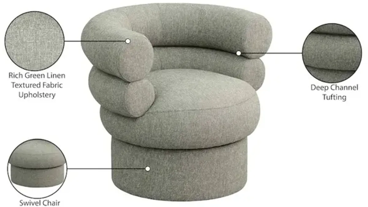 Meridian Furniture Valentina Green Linen Textured Fabric Accent Swivel Chair
