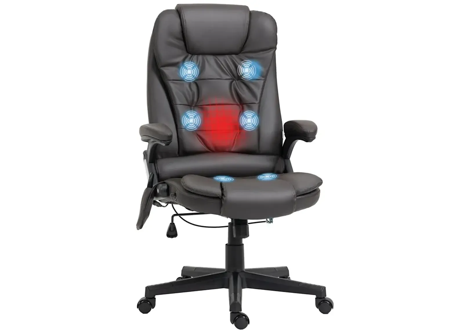 Dark Brown Heated Massage Chair: Reclining, 6 Vibration Points