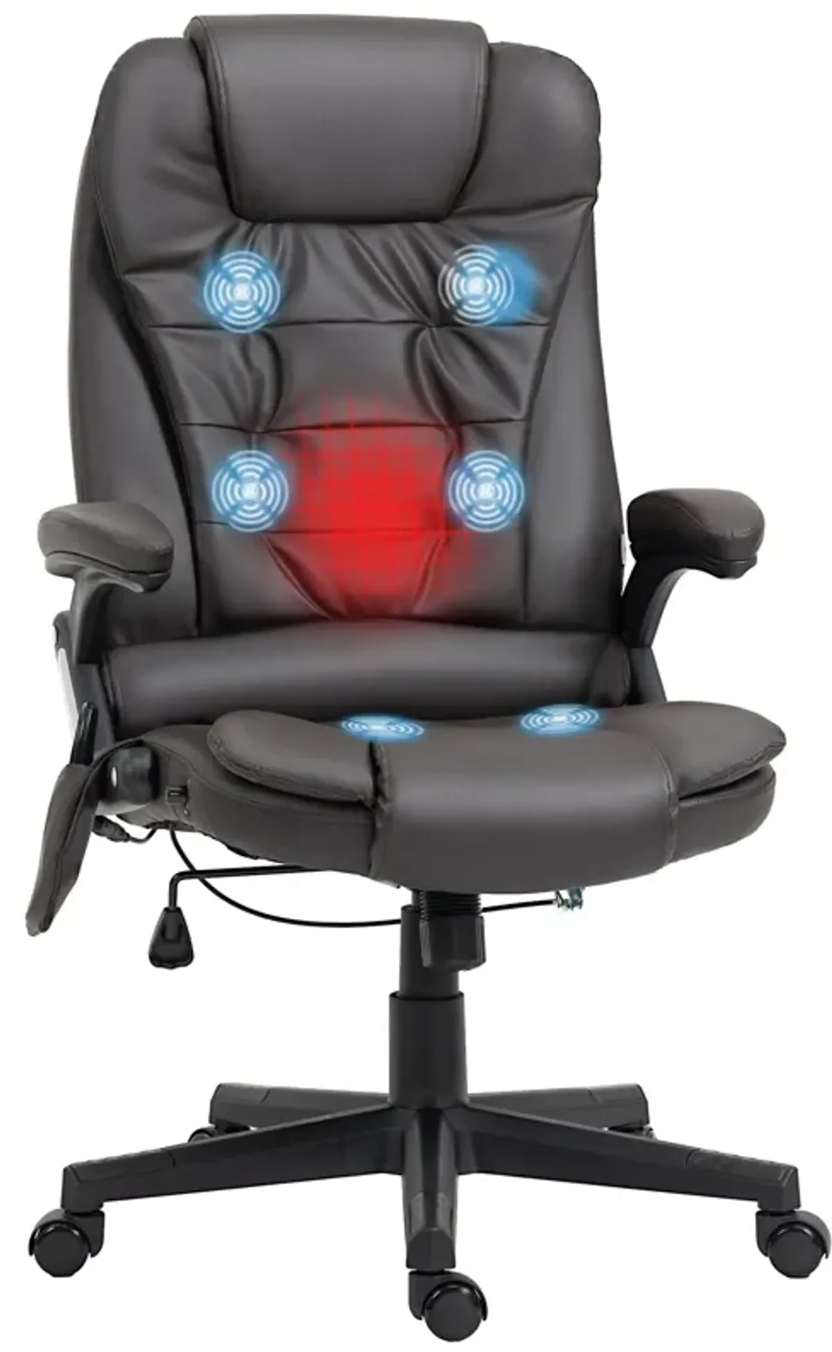 Dark Brown Heated Massage Chair: Reclining, 6 Vibration Points