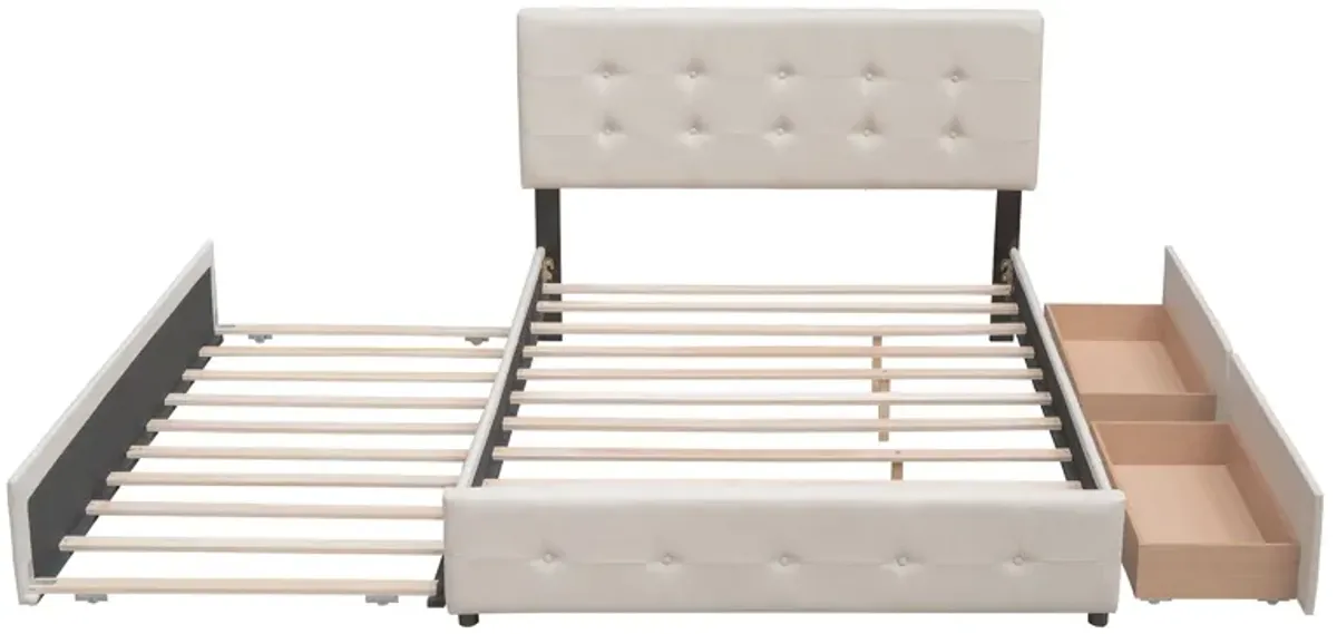 Merax Upholstered Platform Bed with 2 Drawers and 1 Twin XL Trundle