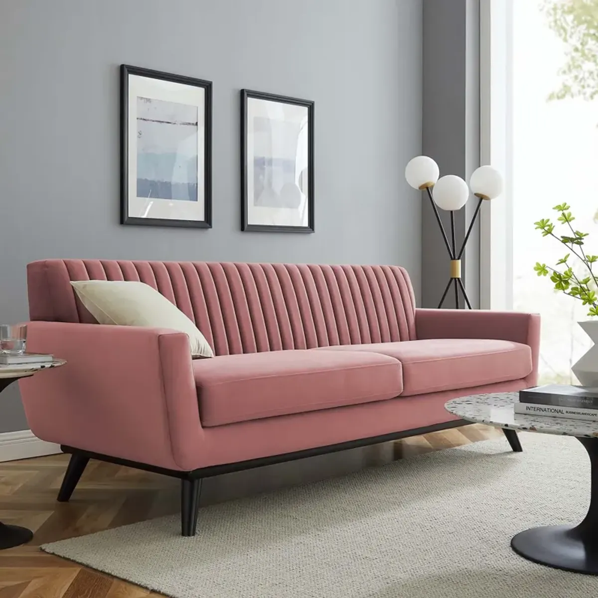 Engage Channel Tufted Performance Velvet Sofa