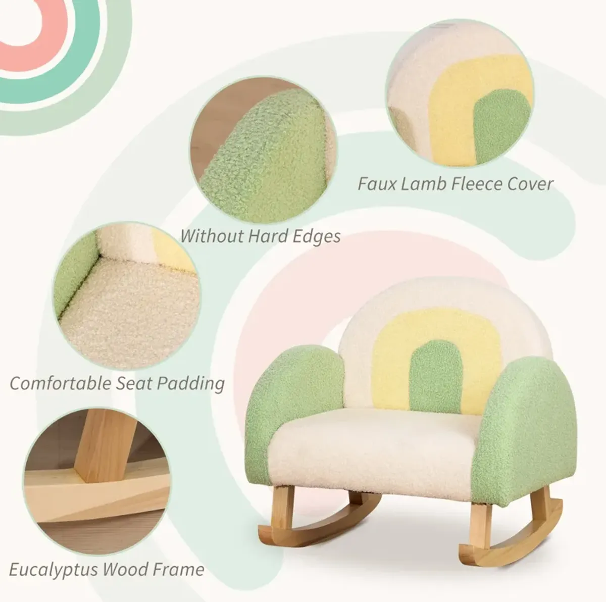 Green Children's Chair: Rocking Sofa Chair for Ages 3-5