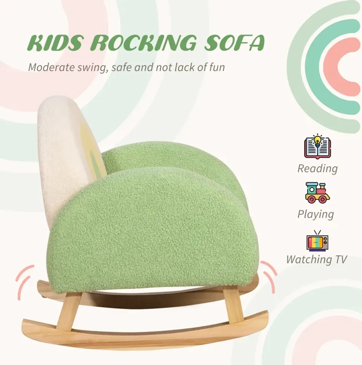 Green Children's Chair: Rocking Sofa Chair for Ages 3-5