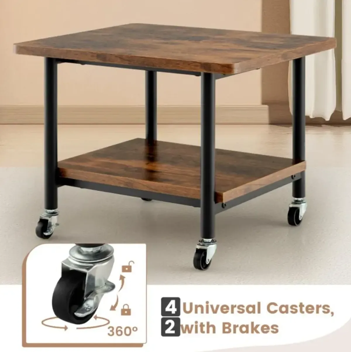 Hivvago Under Desk Printer Stand with 360Â° Swivel Casters