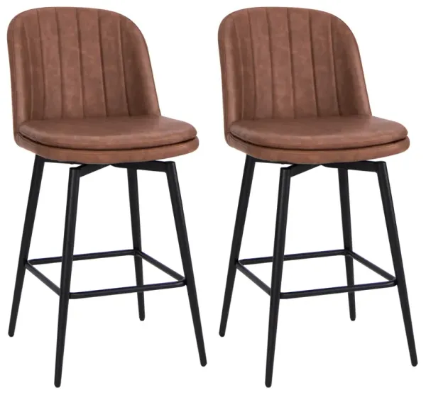 27-Inch Swivel Bar Stool Set of 2 Counter Height Chairs with Comfortable Padded Seats