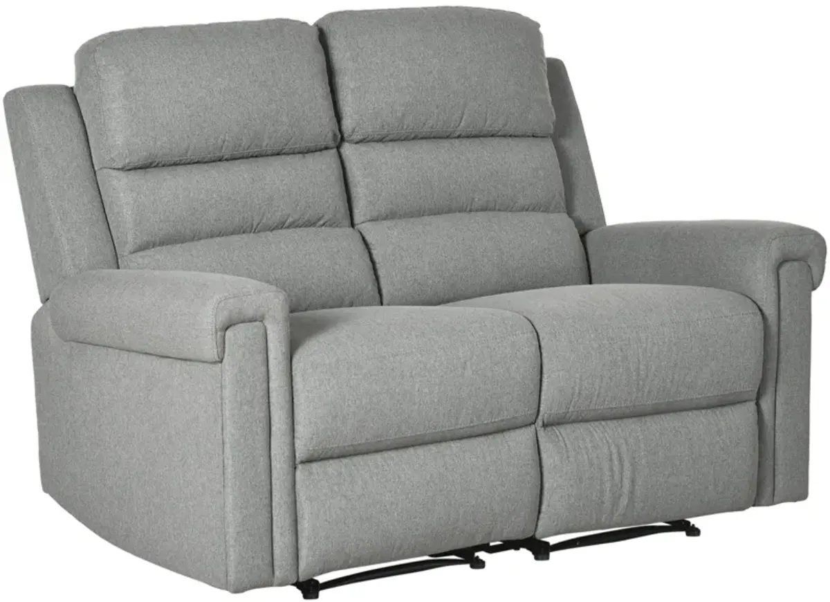 Grey Living Room Relaxation: 2-Seater Manual Reclining Sofa with Linen Fabric