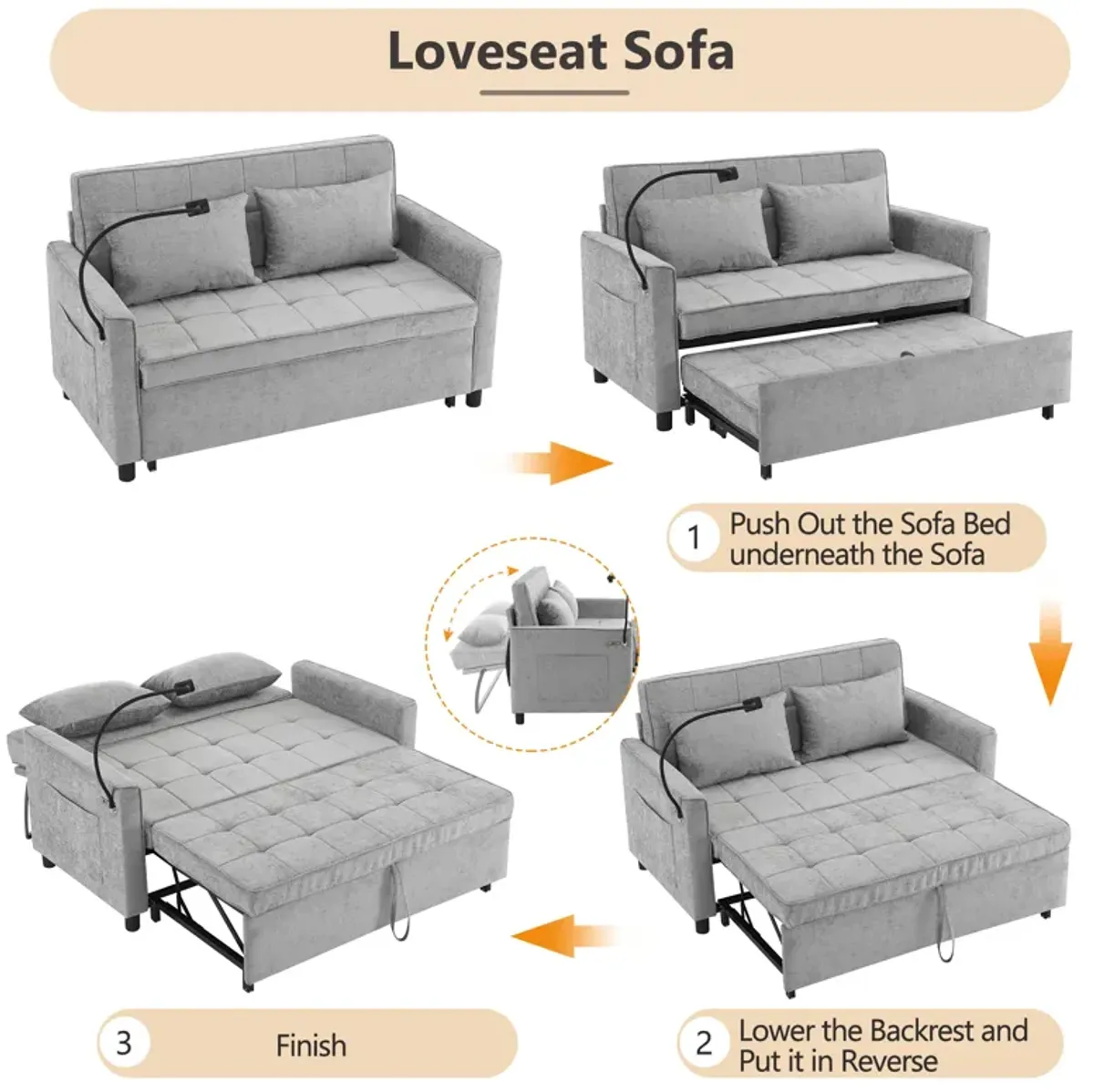 Merax Pull-out Loveseat Sleeper Sofa Bed