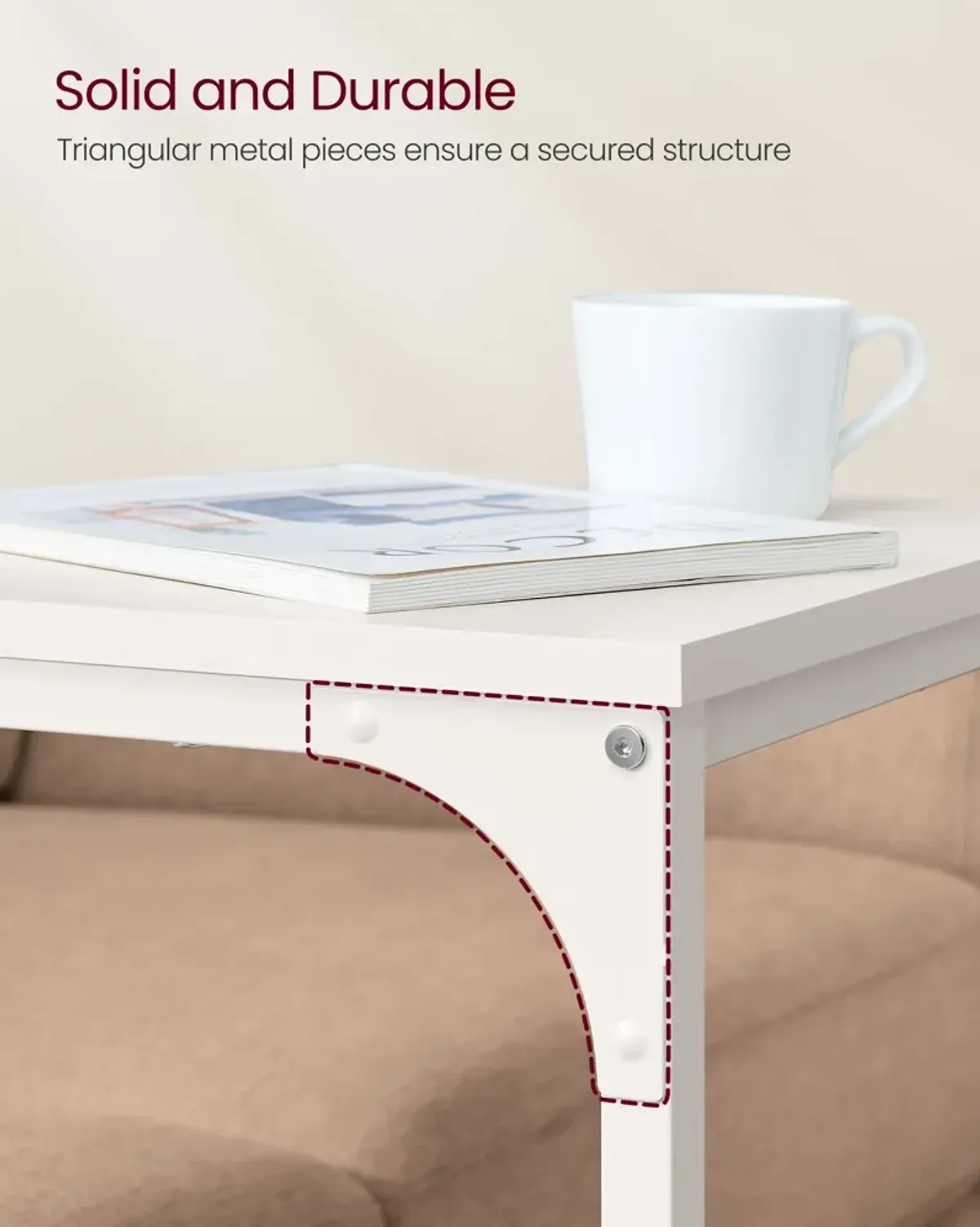 Sofa Side Table with C-Shaped Metal Frame Design