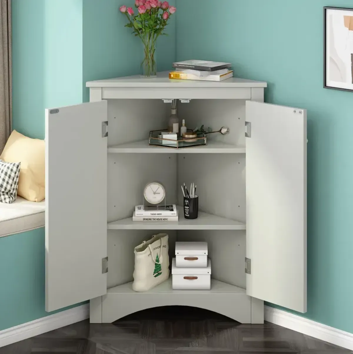 Adjustable Shelves Triangle Bathroom Storage Cabinet