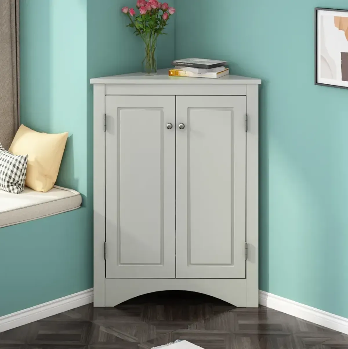 Adjustable Shelves Triangle Bathroom Storage Cabinet