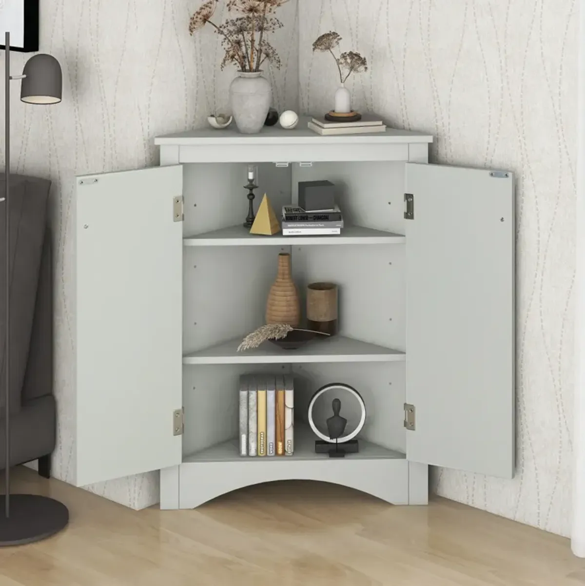 Adjustable Shelves Triangle Bathroom Storage Cabinet