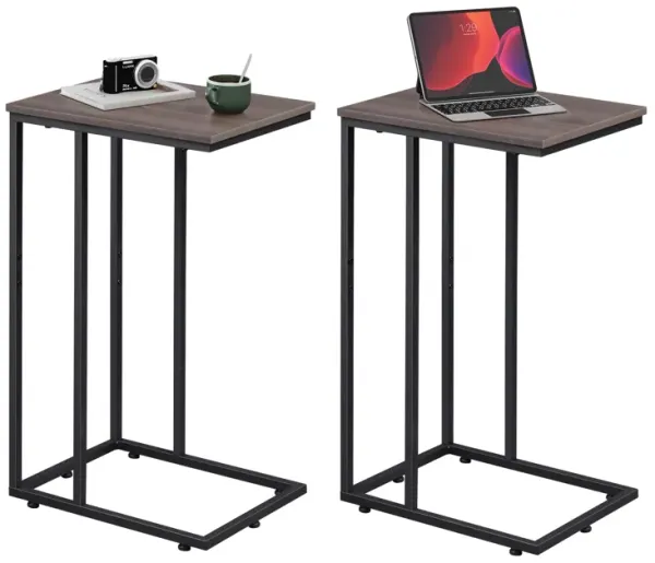 WLIVE Side Table Set of 2, C Shaped End Table Sets, Small Sofa Side Tables Bedroom, Living Room, Home Office, 2-Tier Couch Bedsi