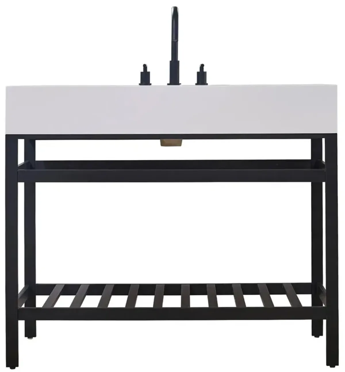 Altair 42 Single Stainless Steel Vanity Console in Matt Black without Mirror