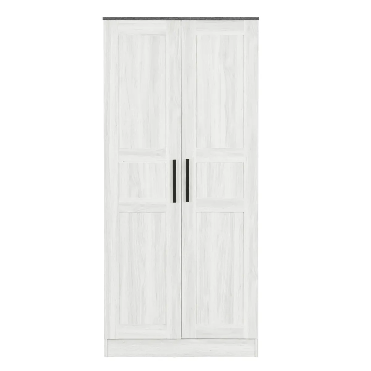 Merax 2-Door Wooden Wardrobe with LED and 4 Storage Shelves